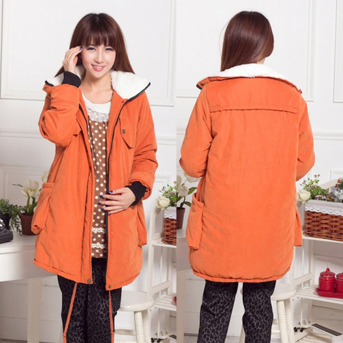 Maternity clothing winter maternity outerwear thickening maternity wadded jacket cotton-padded jacket lamb's thermal top