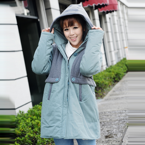 Maternity clothing winter maternity overcoat cotton-padded jacket outerwear wadded jacket thick knitted patchwork