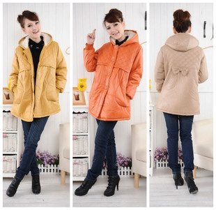 Maternity clothing winter maternity wadded jacket casual with a hood thickening berber fleece maternity thermal cotton-padded