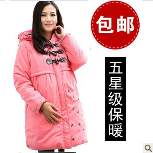 Maternity clothing winter maternity wadded jacket thermal overcoat fashion outerwear thickening maternity cotton-padded jacket