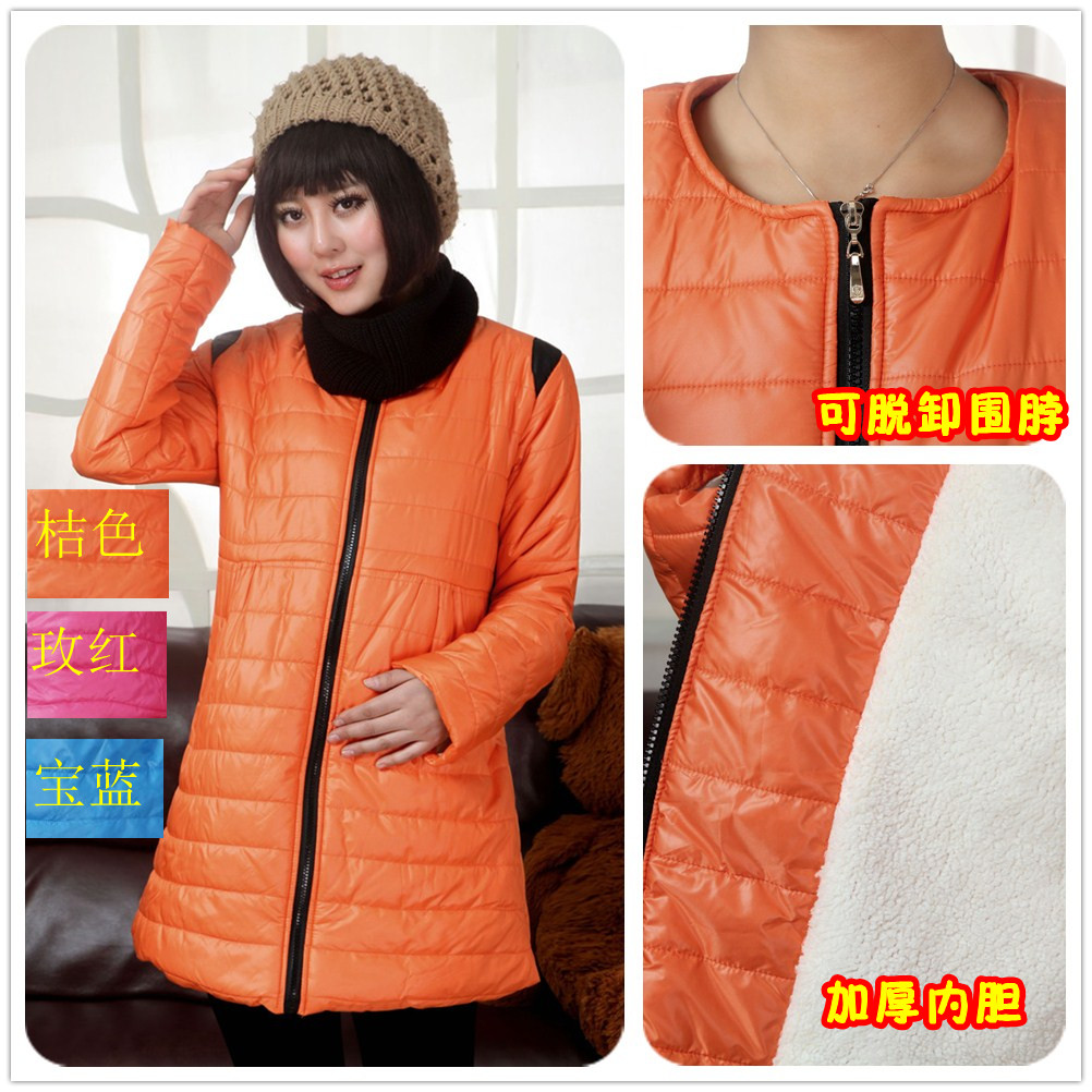 Maternity clothing winter outerwear maternity wadded jacket maternity thermal thickening cotton-padded jacket belt muffler scarf