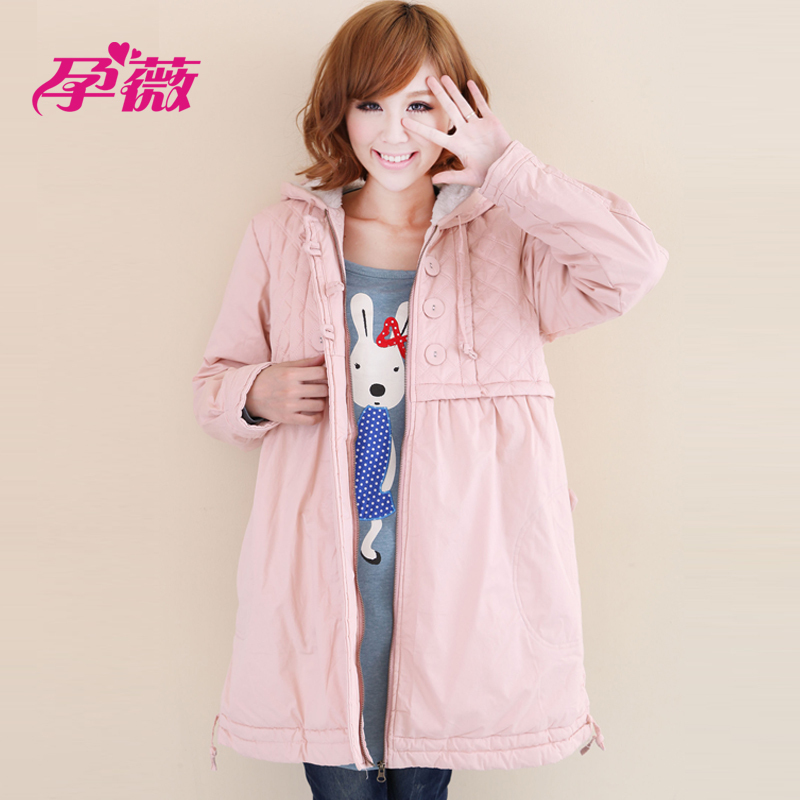 Maternity clothing winter outerwear maternity wadded jacket plus velvet thickening maternity thermal cotton-padded jacket