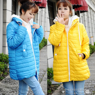 Maternity clothing winter outerwear thick with a hood maternity wadded jacket with a hood color block down bread service