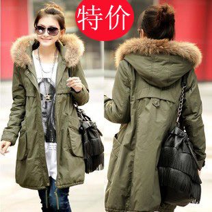 Maternity clothing winter outerwear thickening fur collar with a hood maternity wadded jacket cotton-padded jacket fashion down