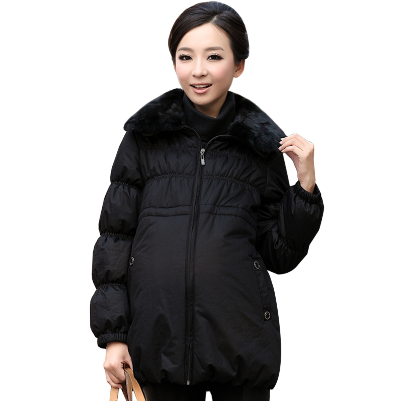 Maternity clothing winter outerwear thickening thermal rabbit fur maternity cotton-padded jacket wadded jacket