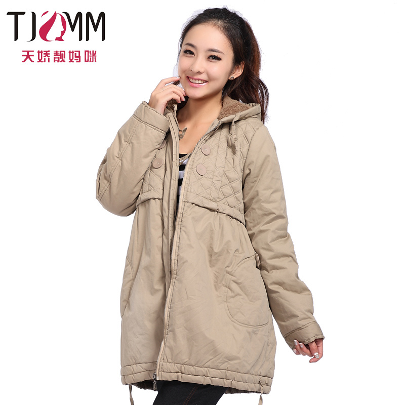 Maternity clothing winter outerwear wadded jacket berber fleece 100% cotton maternity with a hood wadded jacket top
