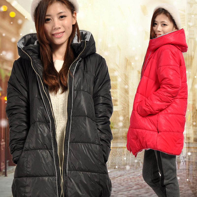 Maternity clothing winter plus velvet thickening plus size thermal maternity outerwear medium-long wadded jacket cotton-padded