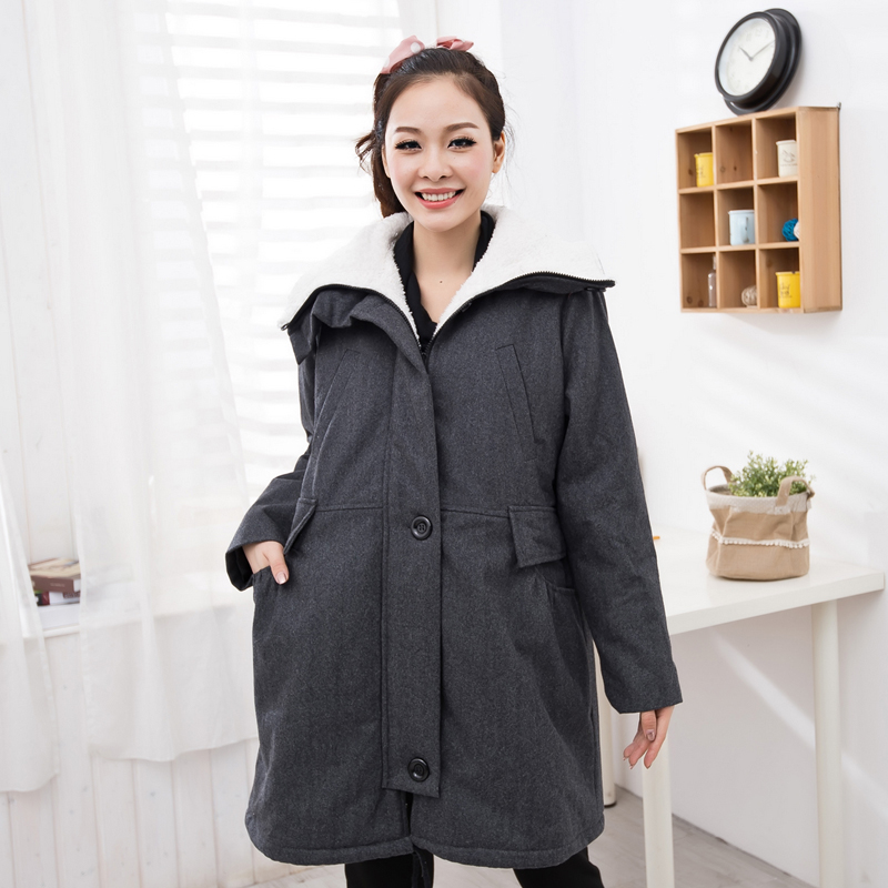 Maternity clothing winter quality woolen thickening thermal zipper maternity wadded jacket maternity cotton-padded jacket
