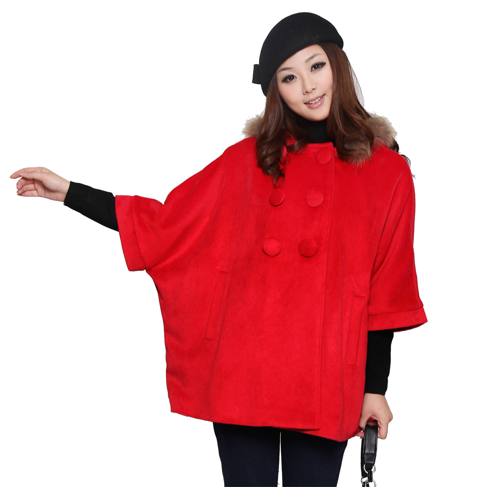 Maternity clothing winter raccoon fur fine cashmere maternity overcoat cashmere cape
