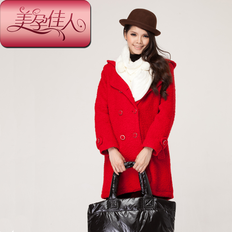 Maternity clothing winter thermal maternity thickening outerwear autumn and winter woolen overcoat 1398