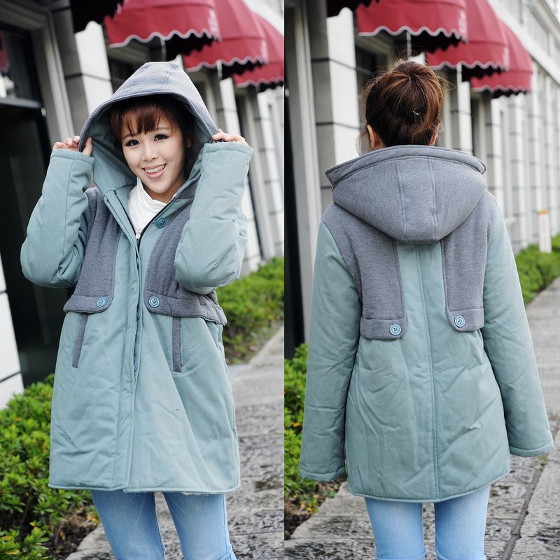 Maternity clothing winter thickening maternity wadded jacket thermal maternity overcoat outerwear with a hood maternity