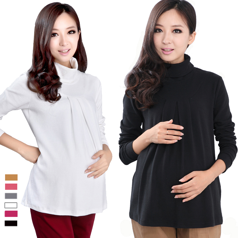 Maternity clothing winter top cotton turtleneck autumn and winter thick maternity basic shirt long-sleeve