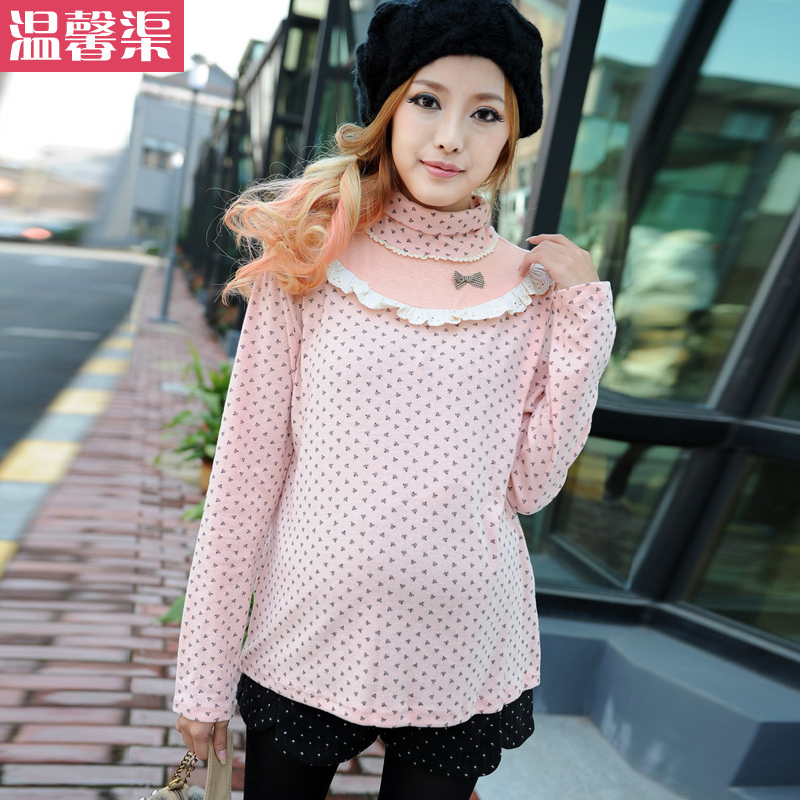 Maternity clothing winter top maternity basic shirt turtleneck maternity t-shirt