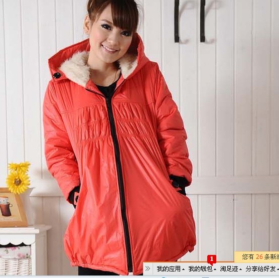 Maternity clothing with a hood berber fleece zipper winter top maternity wadded jacket coat