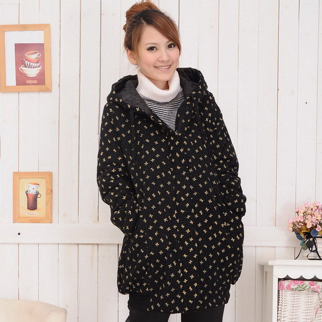 Maternity clothing with a hood cotton-padded maternity wadded jacket outerwear winter maternity fashion cotton-padded jacket