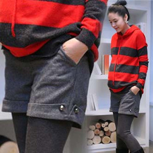 Maternity clothing woolen shorts female autumn and winter capris spring and autumn button maternity boot cut jeans
