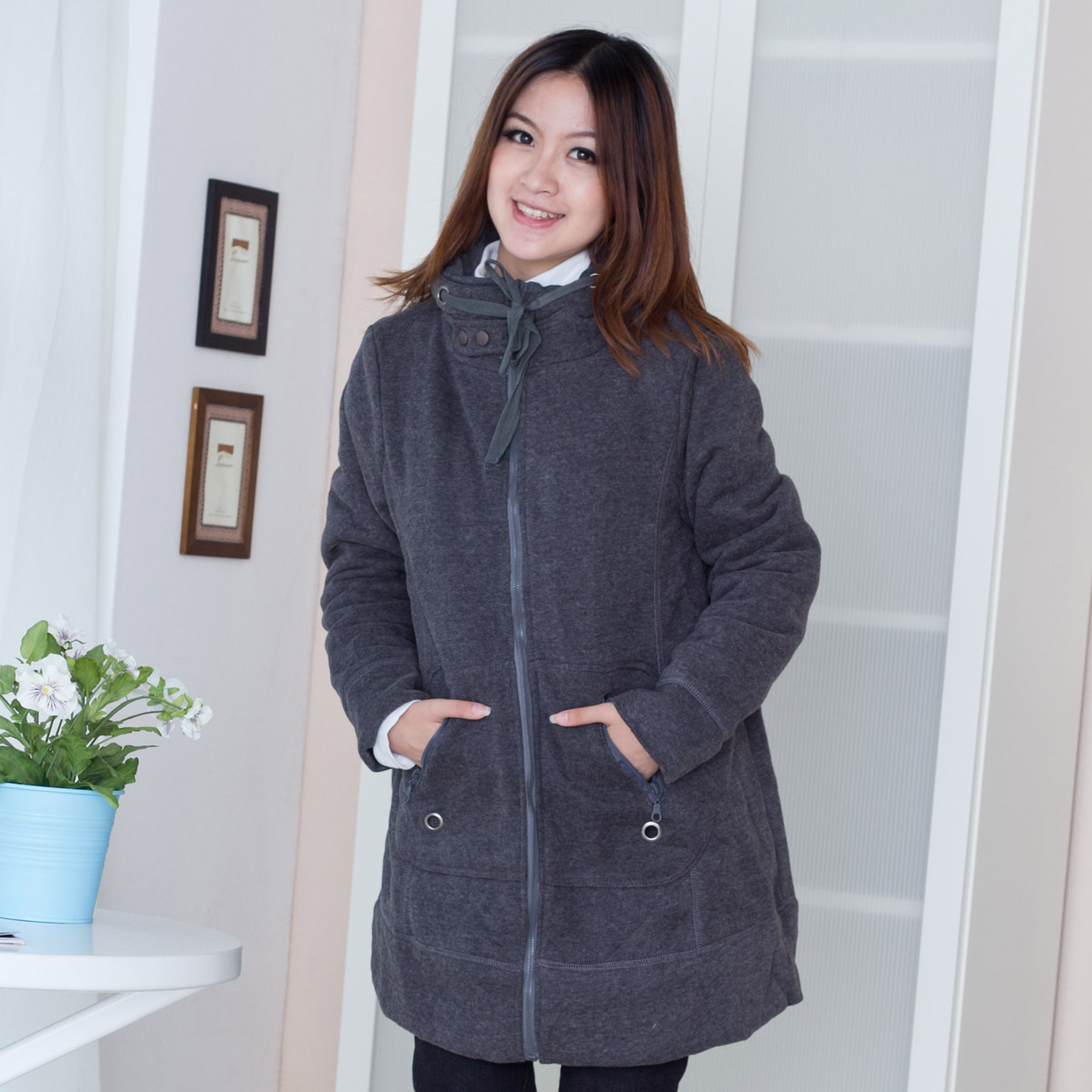Maternity cotton-padded jacket casual fleece fabric thermal maternity winter outerwear 601
