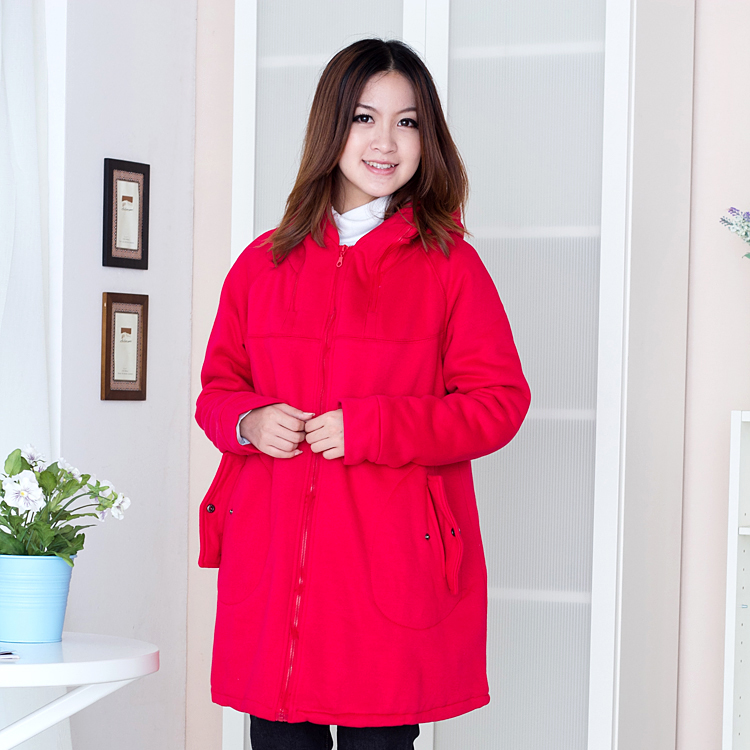 Maternity cotton-padded jacket with a hood casual brushed fabric maternity winter outerwear 1048