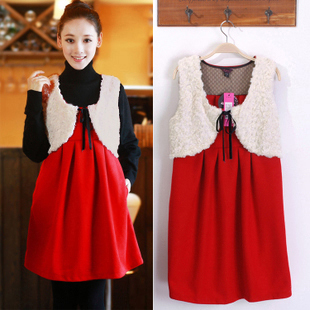Maternity dress autumn and winter dress woolen tank fashion winter maternity dress maternity clothing 7052