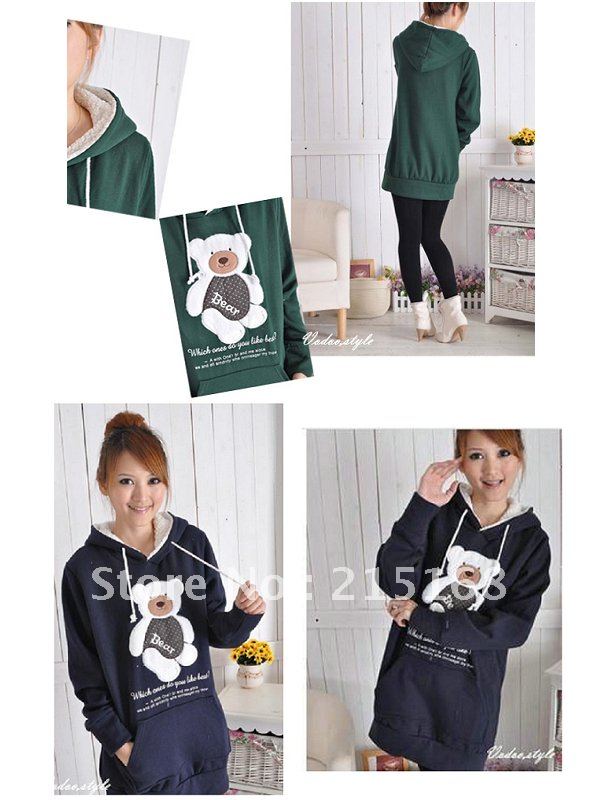 Maternity dress autumn outfit new pregnant woman coat hooded upset pregnant woman coat bear fleeces pregnant women who clothes