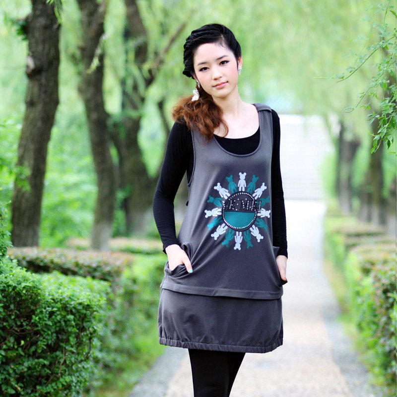 Maternity fashion maternity one-piece dress maternity clothing spring and autumn bear maternity dress