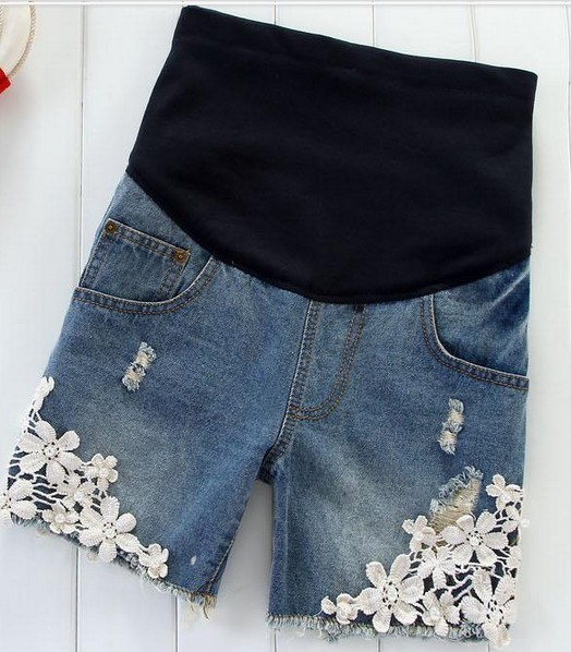 Maternity jeans fashion maternity clothing summer plus size maternity shorts lace maternity shorts