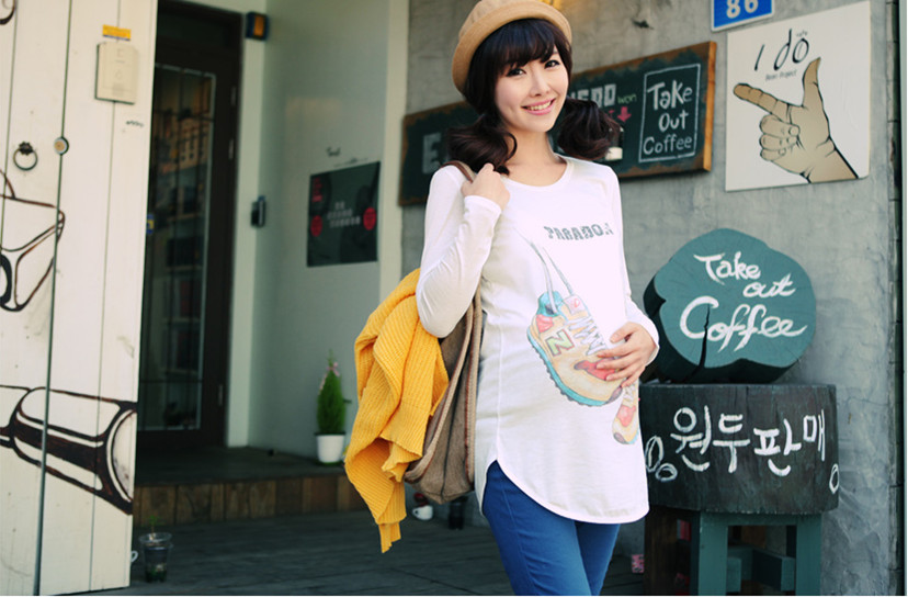 Maternity long-sleeve T-shirt maternity top spring and autumn plus size maternity clothing top