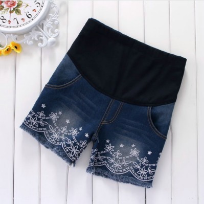 Maternity pants autumn and winter maternity clothing embroidered maternity denim shorts maternity boot cut jeans maternity belly