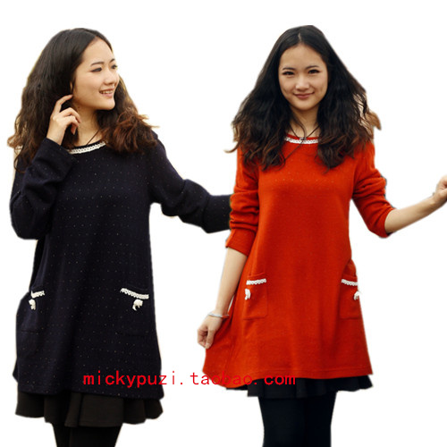 Maternity pocket knitted top maternity clothing long design top spring maternity clothing