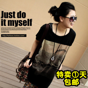 Maternity short-sleeve T-shirt maternity summer maternity long design short-sleeve o-neck loose summer