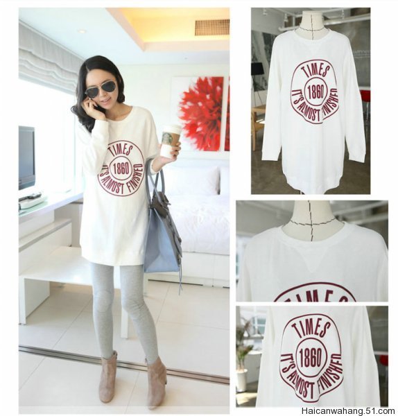 Maternity spring 1860 long-sleeve maternity spring top long design maternity t-shirt maternity clothing spring