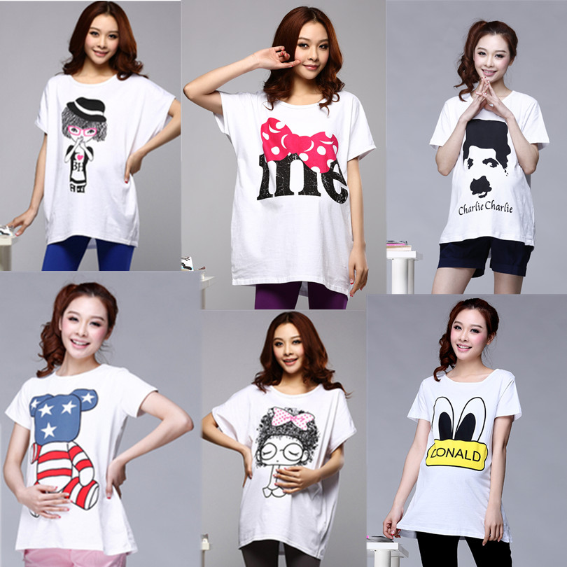 Maternity summer 2013 100% maternity short-sleeve cotton t-shirt o-neck cartoon graphic patterns casual shirt t-shirt