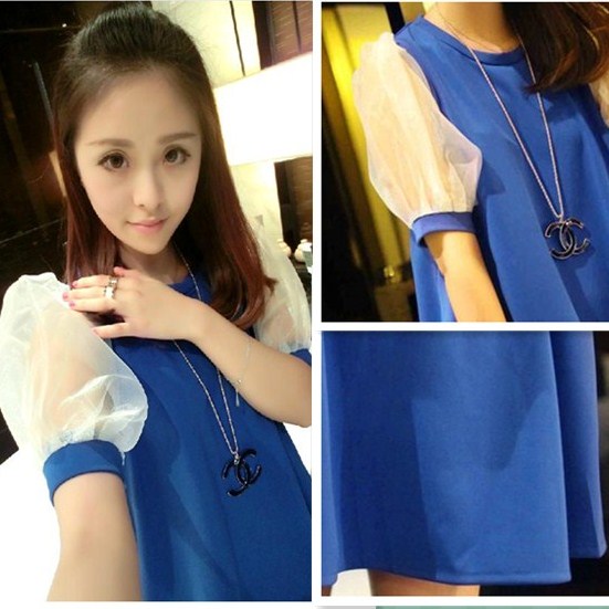 Maternity summer 2013 summer maternity clothing maternity lantern sleeve chiffon one-piece dress maternity top plus size