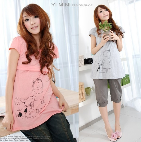 Maternity summer cartoon maternity clothing nursing clothes nursing clothes maternity top