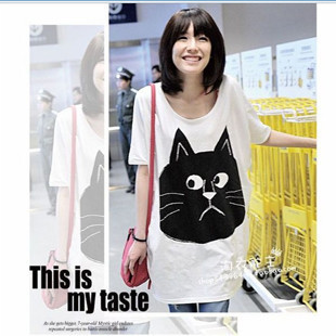 Maternity summer cat loose big maternity short-sleeve top maternity t-shirt dress