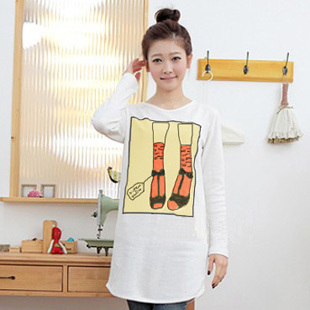 Maternity t-shirt 1860 long-sleeve maternity top long design maternity t-shirt autumn maternity clothing