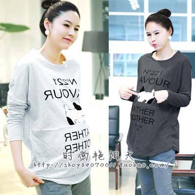 Maternity t-shirt cartoon dog maternity clothing spring and autumn 5126 top sweatshirt t-shirt batwing shirt
