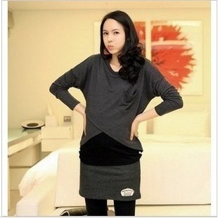 Maternity t-shirt fashion faux two piece long-sleeve loading the nursing maternity clothing milk clothing plus size maternity