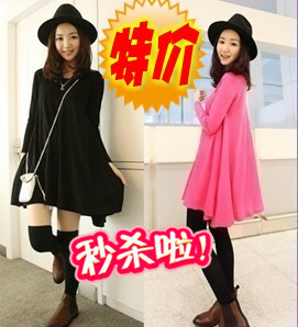 Maternity t-shirt long-sleeve knitted maternity basic shirt maternity one-piece dress plus size maternity clothing spring top
