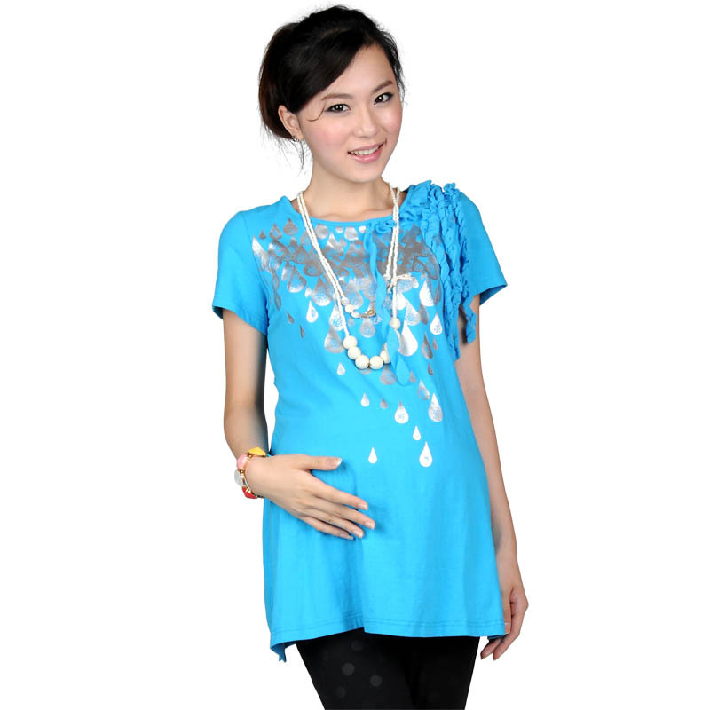 Maternity t-shirt short sleeve length 100% cotton maternity top spring 100% cotton top h210s1302