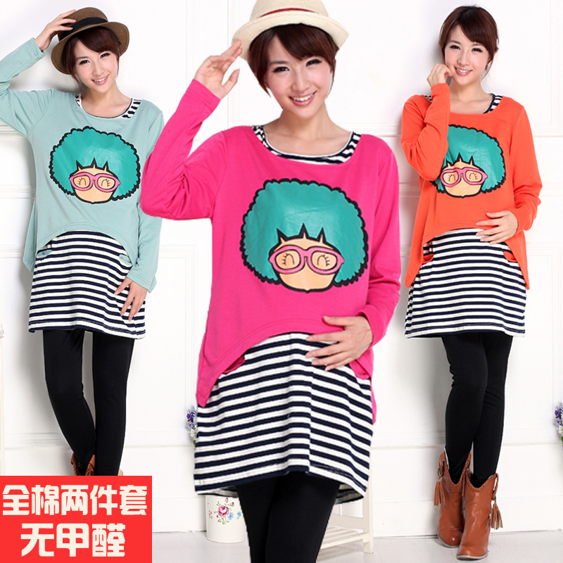 Maternity top maternity clothing maternity twinset spring maternity T-shirt long-sleeve stripe vest