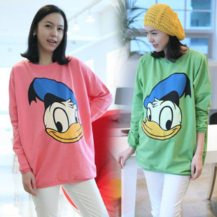 Maternity top  t-shirt fashion donald duck plus size  clothing long-sleeve  autumn new arrival,for women,shirt, free shipping