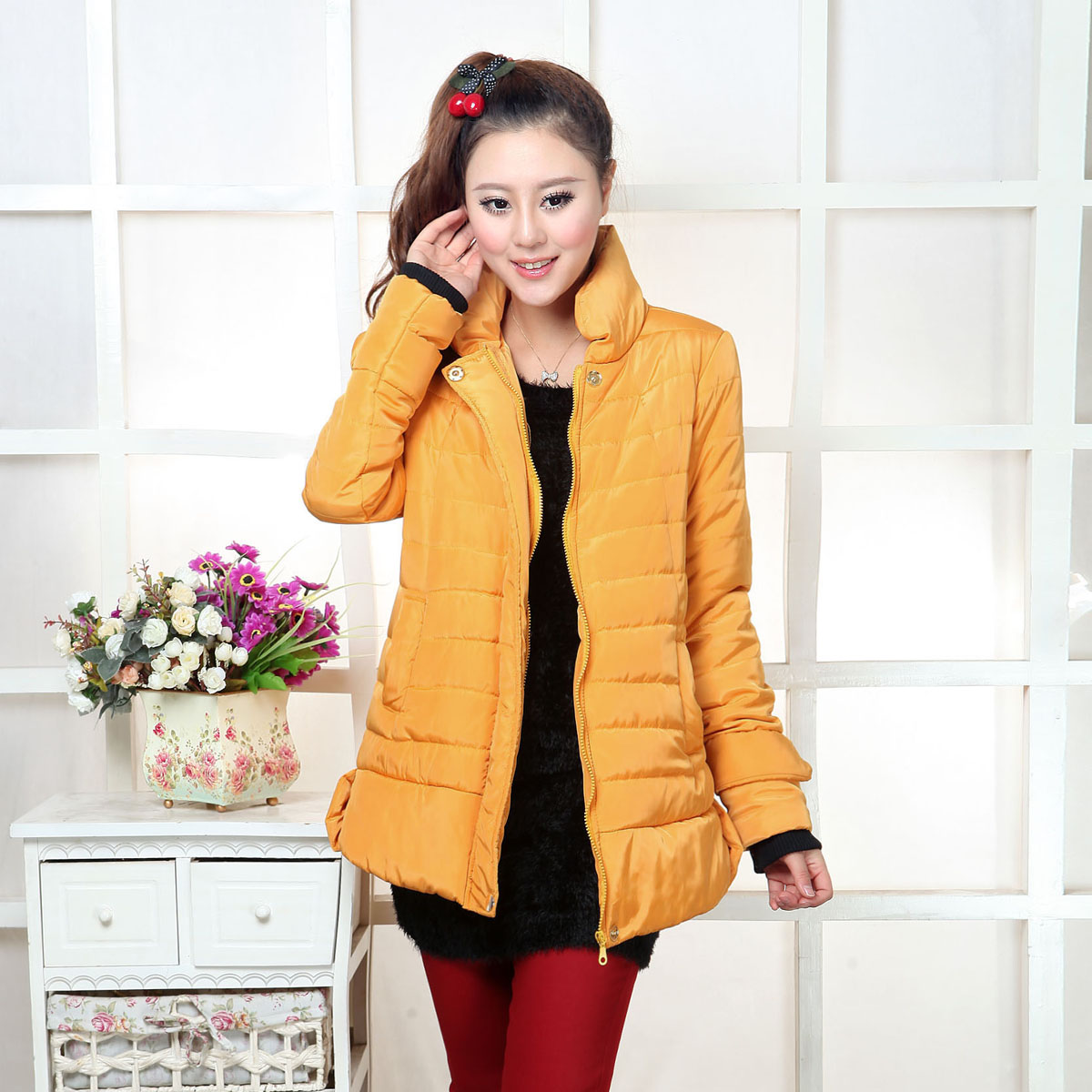 Maternity wadded jacket fashion stand collar thermal cotton-padded jacket maternity clothing top thickening outerwear --180