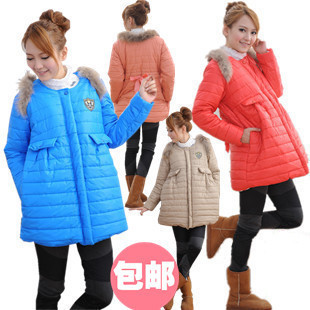 Maternity wadded jacket maternity clothing winter outerwear down cotton-padded jacket thickening fur collar maternity