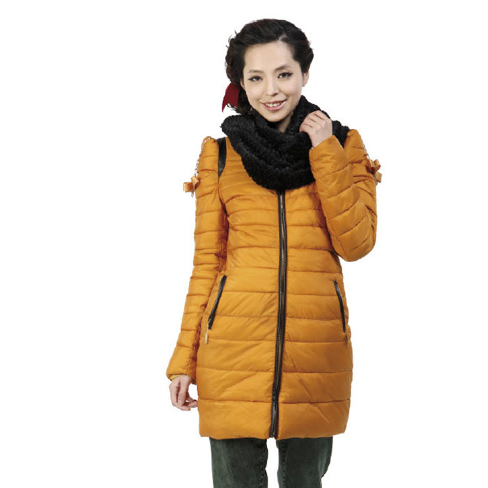 Maternity wadded jacket maternity fashion vampish bright color medium-long zipper cotton-padded jacket outerwear 24w121
