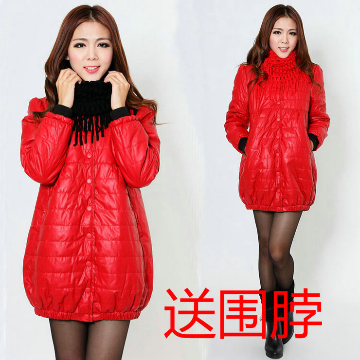 Maternity wadded jacket maternity winter outerwear cotton-padded jacket maternity top solid color faux plus size thickening