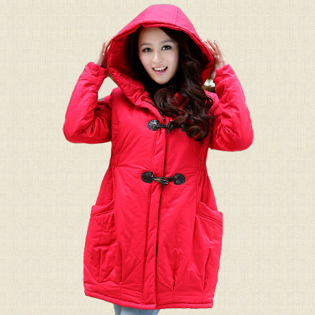 Maternity wadded jacket outerwear thickening plus size wadded jacket cotton-padded jacket with a hood horn button overcoat