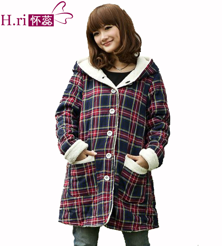 Maternity wadded jacket reversible plaid maternity cotton-padded jacket maternity outerwear maternity clothing winter 8010