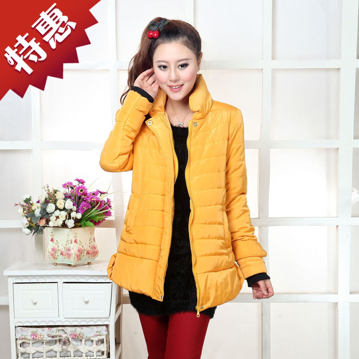 Maternity wadded jacket thickening 2012 plus size women lovely outerwear overcoat cotton-padded jacket trench