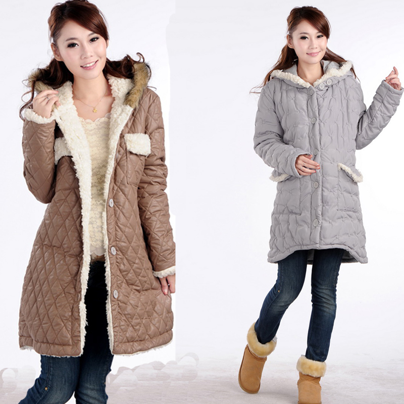 Maternity wadded jacket winter thickening outerwear winter maternity cotton-padded jacket berber fleece thermal cotton-padded